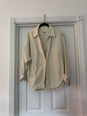 Zara Light Cream Utility Shirt Jacket